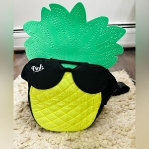 PinK VS Rubber Pineapple Motive Cross body Purse/Small Bag Black Yellow Green